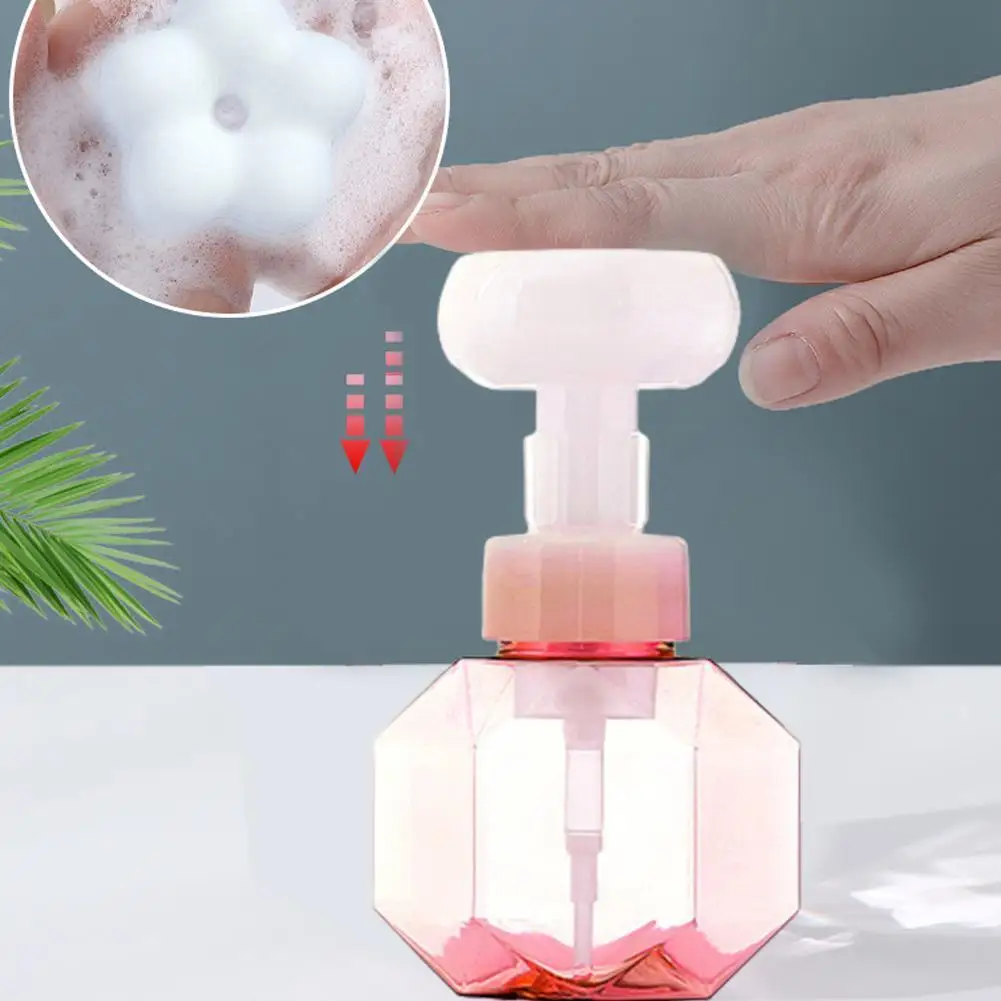 

300ml Diamond Shape Foaming Pump Bottle Mousses Bubble Bathroom Bottles Cleanser Bottle Hand Dispenser Spray Soap A0N9