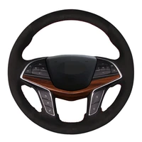 car steering wheel cover diy hand stitched black suede for cadillac ct6 2015 2019 xt5 2015 2018 ct6 plug in 2017