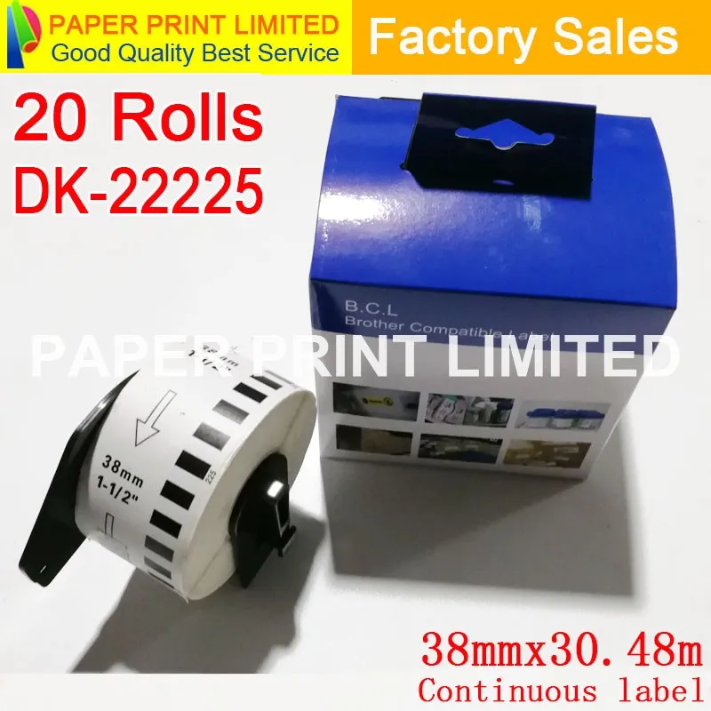 20 рулонов совместимых с Φ dk22225 dk 22225 ярлык 38 мм * 30 48 м все поставляются пластиковым