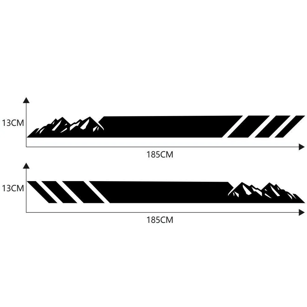 

Universal Car Sticker Waterproof 185*13cm 2PCS Accessory Black Mountains