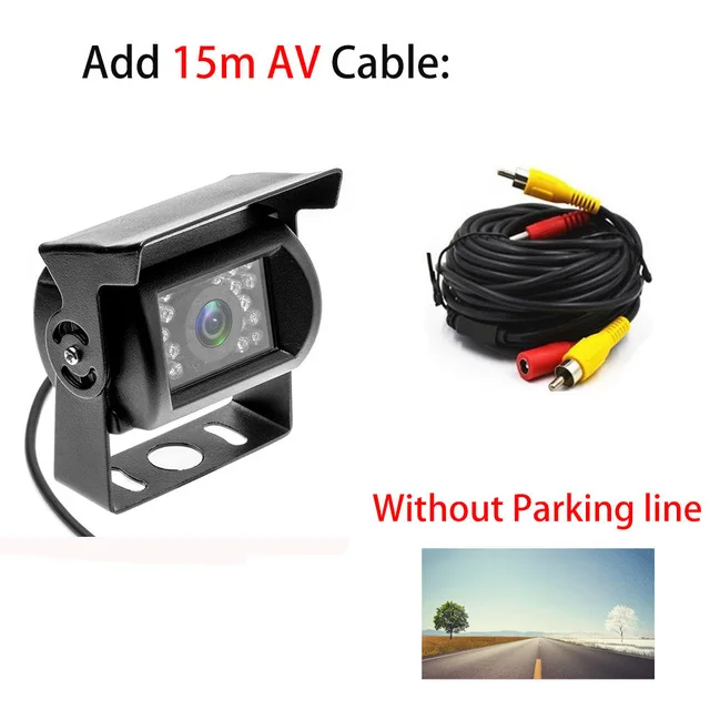 AMPrime Bus& Truck Backup Camera Waterproof 18 IR LED Car Rear Vehicle Camera 12V Reversing Parking Rearview Cam Night Vision - Название цвета: 15M AV Cable (PAL)