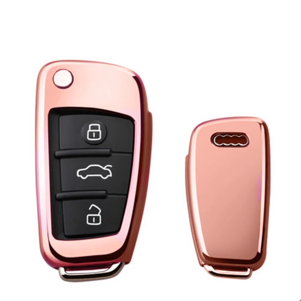 

TPU Carbon Car Remote Key Case Shell Black Protective Cover for Audi