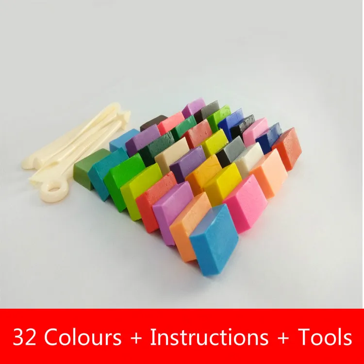 Bring tools Большие размеры 32 цвета полимерной глины набор для выпечки духовка DIY моделирование для придания формы детские развивающие игрушки, игрушки для детей - Цвет: Bring tools