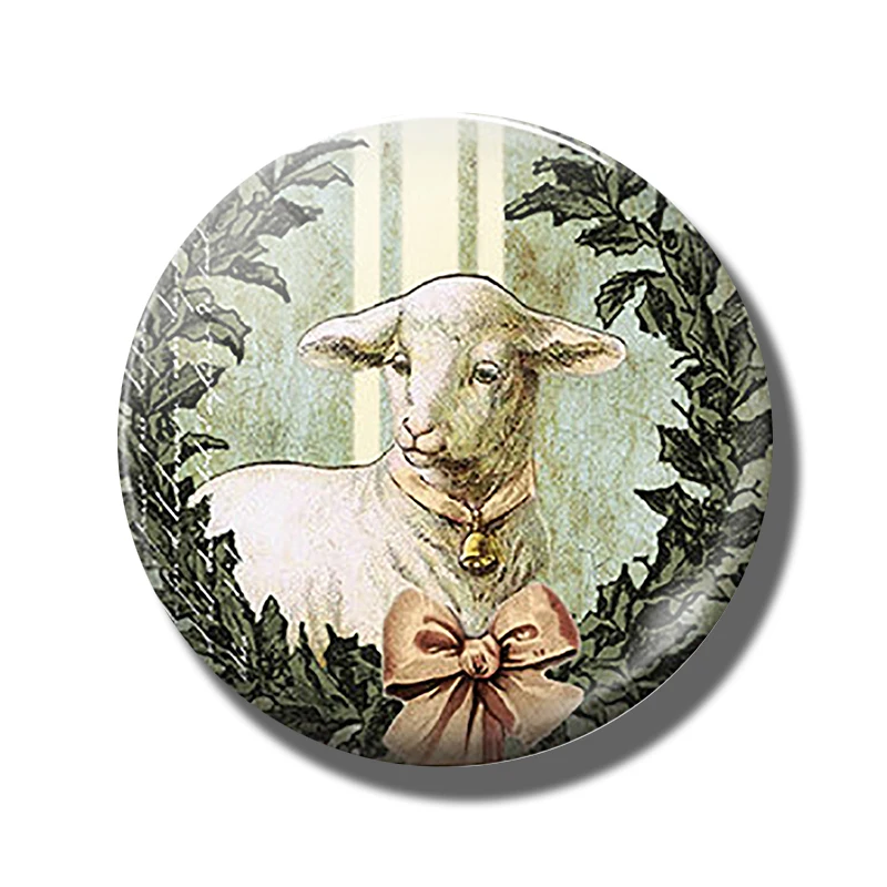 PACK OF 1 Петух Сова овца слон Павлин лошадь магниты на холодильник для детей 30 мм стеклянные круглые магнитные наклейки Животные декоративный холодильник - Цвет: PACK OF 1