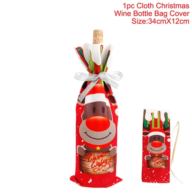 Wine Bottle Cover 6 шт. рождественские товары Кубок для шампанского вина Стекло Подвески веселого Рождества Декор для дома Noel с утолщённой меховой опушкой, Рождество Happy год - Цвет: Wine Bottle Cover