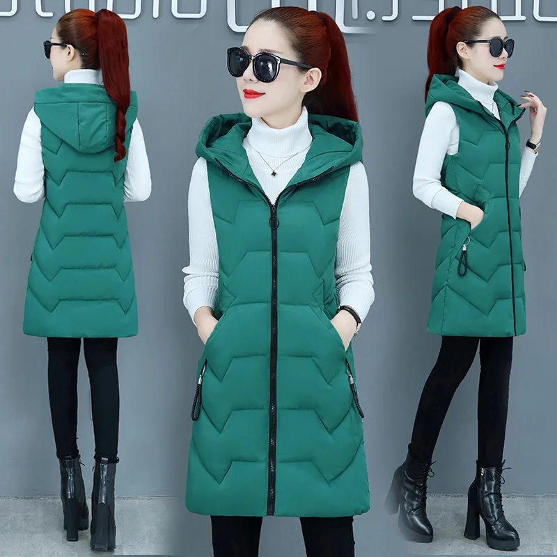 Brieuces женский зимний жилет с аппликацией Женский Длинный без рукавов куртка