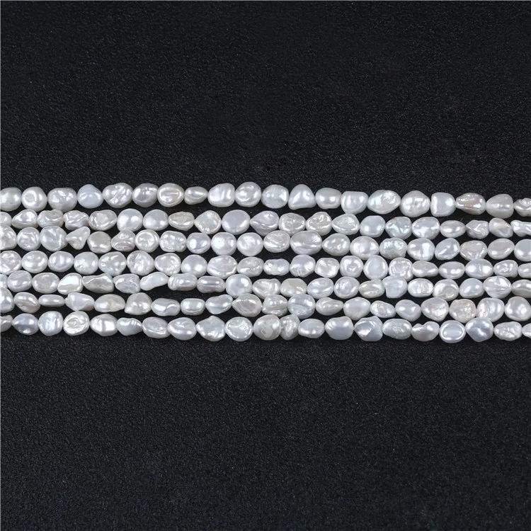 

7-8mm Natural white Irregular Baroque Keshi Freshwater Pearl Strands