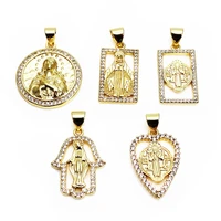 micro white zircon pendant virgin mary pendant fashion palm hand heart pendant necklace chain diy jewelry accessories