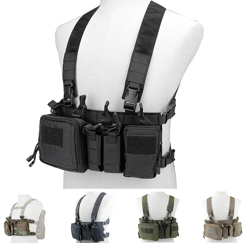 

CS Match Wargame TCM Chest Rig Airsoft Tactical Vest Military Gear Pack Magazine Pouch Holster Molle System Waist Men Nylon Swat