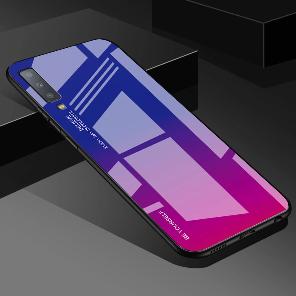 04 Градиент закаленное Стекло чехол для samsung Galaxy A50 A70 Примечание 10 9 8 S8 S9 S10 плюс S10e 80 30С 40С 20e A7 чехол для телефона чехол - Цвет: 04