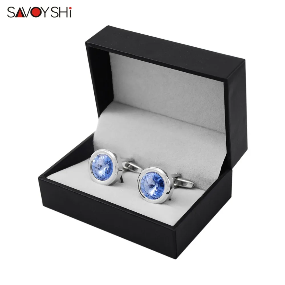 SAVOYSHI Роскошные хрустальные запонки, мужские украшения запонки для рубашки высокого качества круглые запонки свадебный подарок для мужчин s