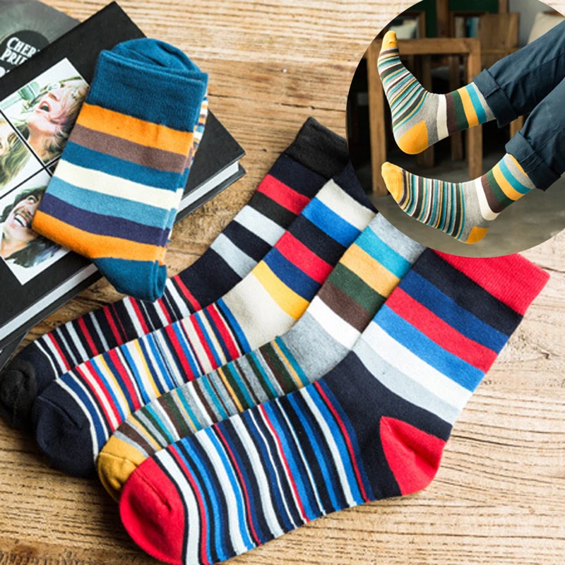 10/8/6pairs Brand New Men's Cotton Socks Casual Business Men Socks Soft Breathable Summer Winter for Male Socks Funny Art