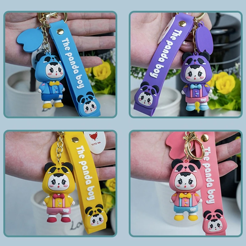

Bag Decoration Pendant Cartoon Panda Boy Keychain Car Key Ring Women Men Jewelry