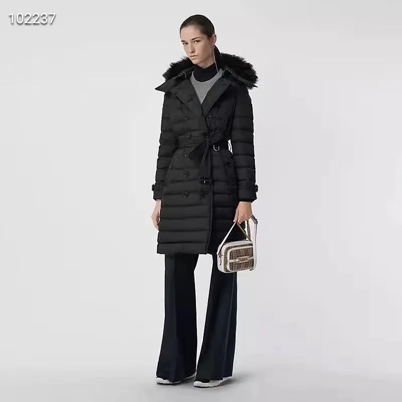 GBYXTY двубортный длинный пуховик зимняя женская зимняя одежда толстая лисий мех с капюшоном длинный гусиный пуховик пальто ZA1800