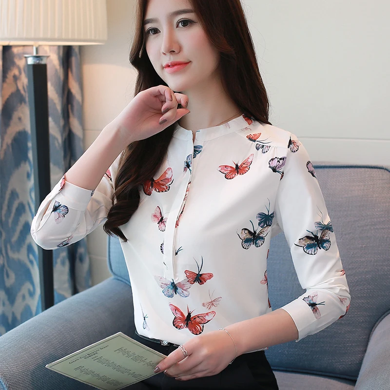 long sleeve women shirts plus size white blouse print women blouse shirt fashion womens blouses and tops office blouse 1042 40 free global shipping
