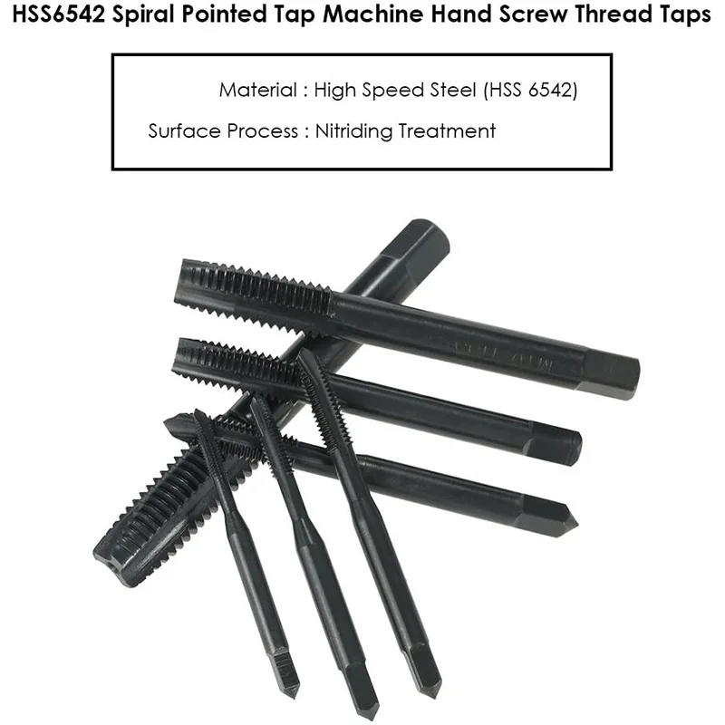 

Nitride High Speed Steel Spiral Pointed Tap Machine Hand Screw Thread Taps Set Thread Metric Plug Tap Drill Bits 7PCS