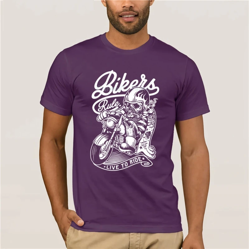 

New Summer Men's Casual Print T-Shirt Fashion Summer Fashion Sleeve Bikers Rule fashion T-shirt men