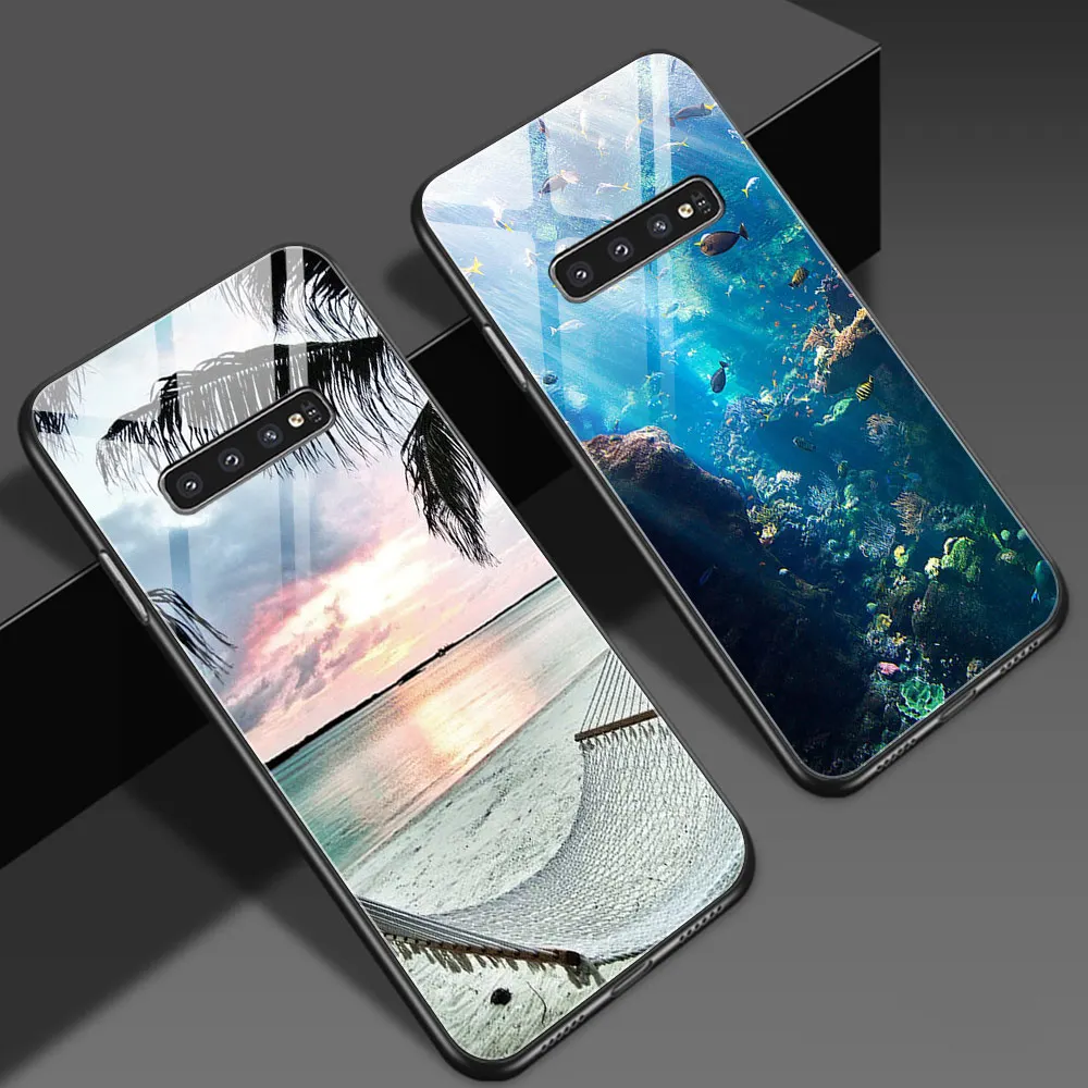 

Sea Case For Samsung A50 A70 A21S A51 A71 M30 A21 A30 A40 A41 S9 S8 S10 S20 Plus Note 20 Ultra 10 Glass Phone Cases Summer Beach