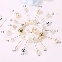 new double headed pearl one word pin simple anti failure brooch collar pin fashion versatile neckline pin shawl buckle cute