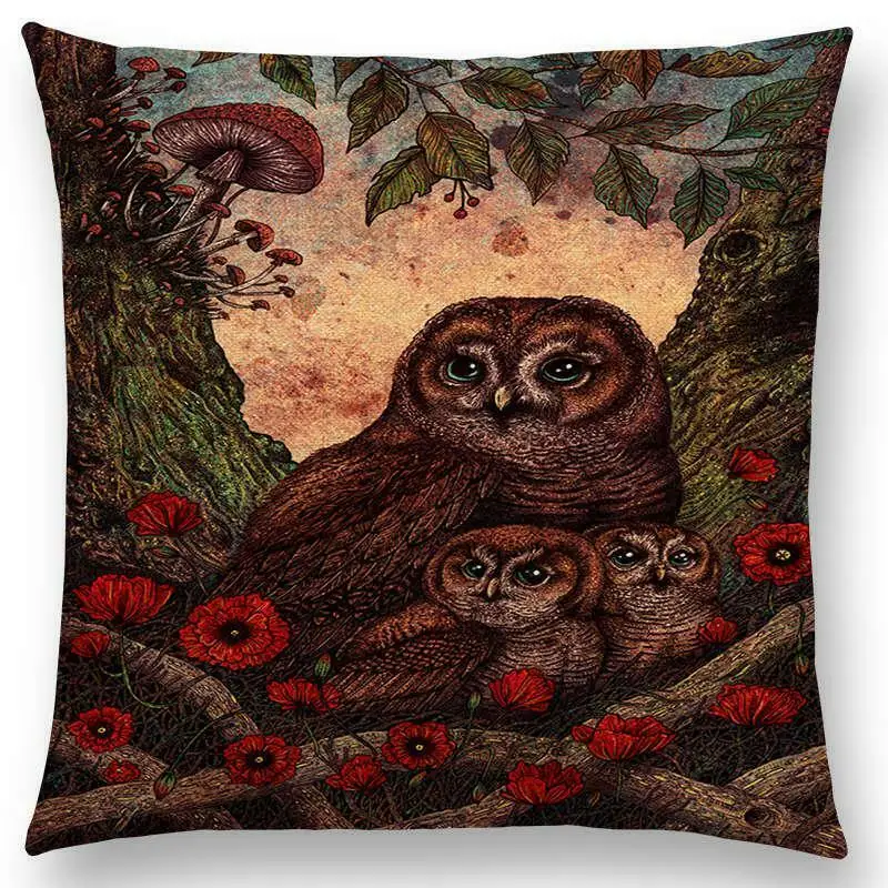 Чехол для подушки темная Волшебная подвеска птица Цветы три ворона стимпанк