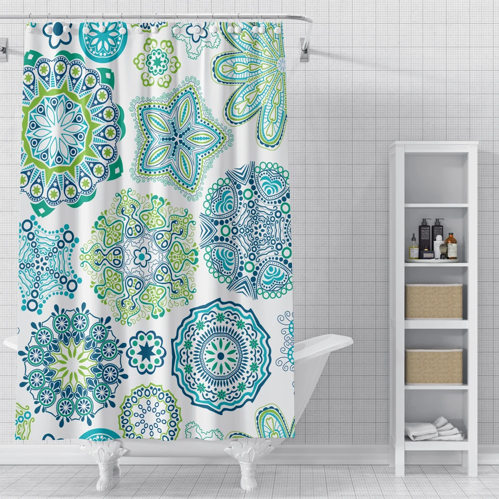 bohemian shower curtain mandala printed fabric bathtub screen waterproof polyester decor bathroom curtain with hooks 180x180cm free global shipping