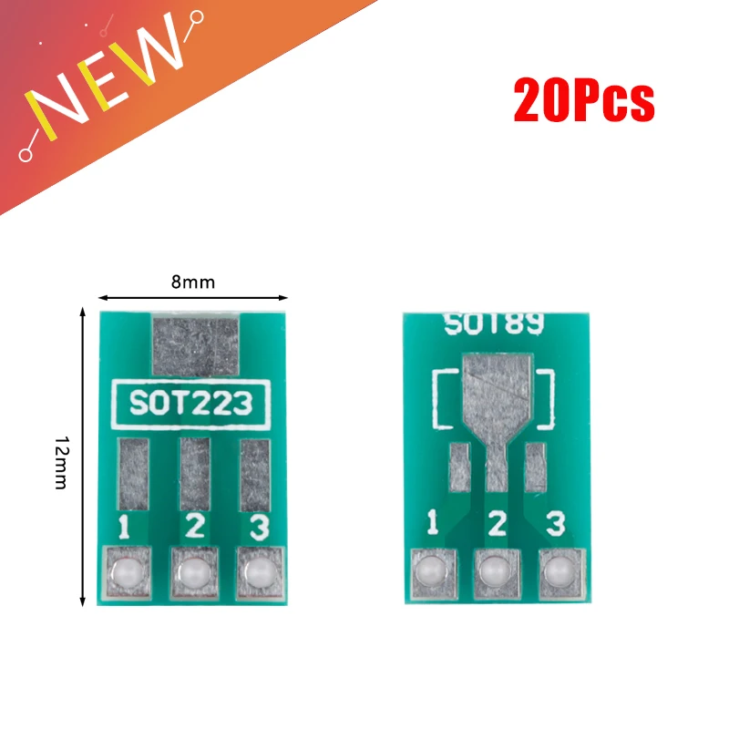 

20pcs SOT89 To DIP SOT223 To DIP Adapter Board Transfer Plate Pinboard 1.5mm Pitch Pin Space Test PCB Electronic Circuirt Board