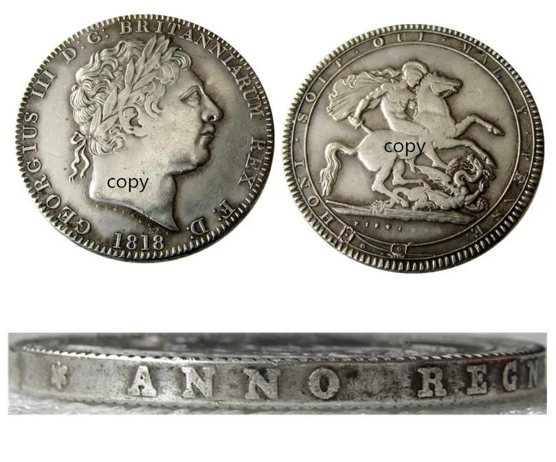 Великобритания 1818 король Джордж III Корона Посеребренная письмо край копия