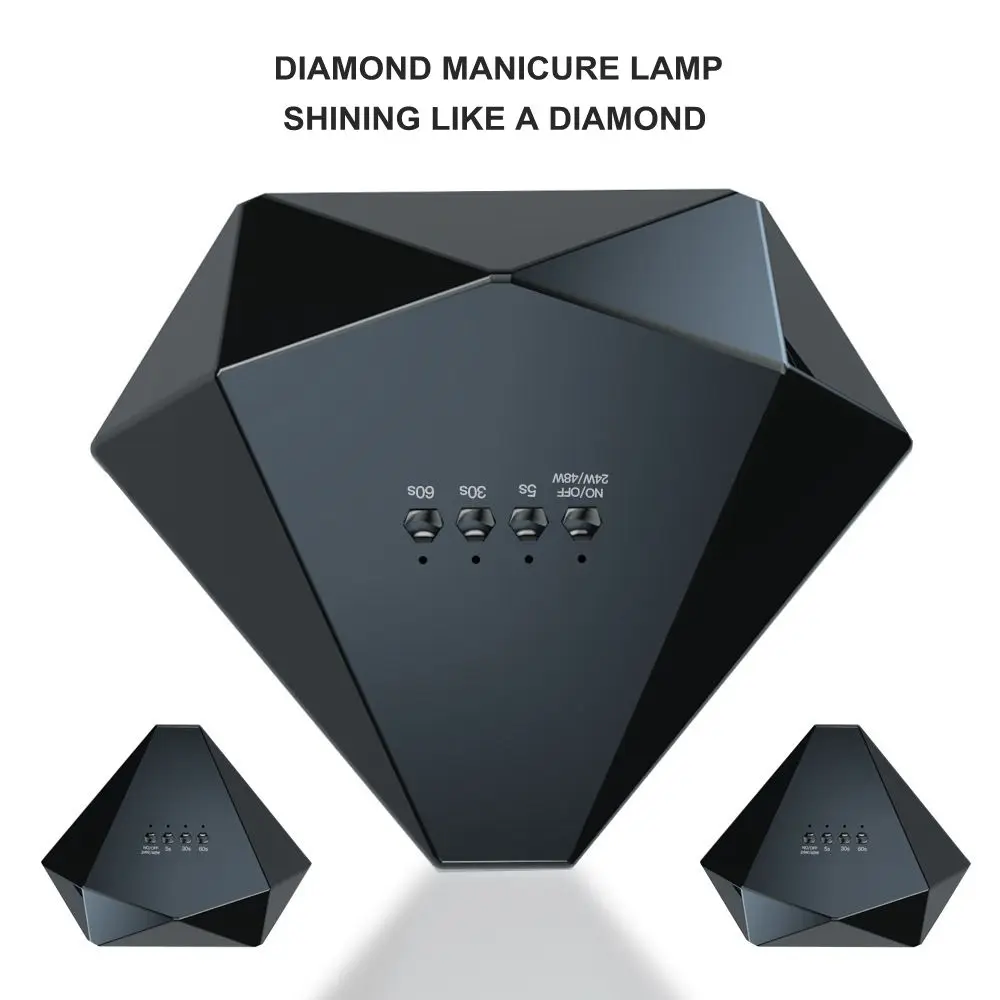 

48W Nail Lamp Diamond Shaped UV LED Curing Speed Polish Light 30 LED Nail Dryer 3 Timers Auto Sensor Nail Manicure Pedicure Kit