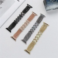 luxury small row chain metal wrist loop band strap for apple watch series 7 6 5 4 3 2 1