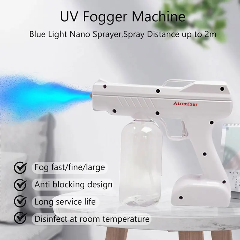 

Wireless Gun Disinfectant Sprayer Nano Blue Light Steam Atomizing Fogger Handheld Sterilization Nebulizers Sanitizing Spray USB