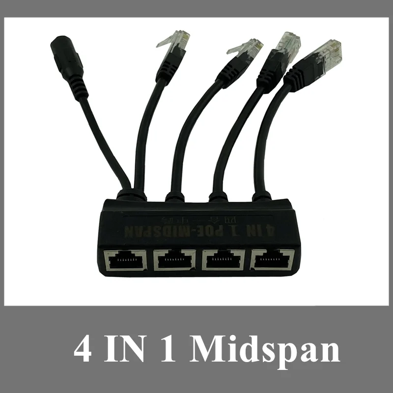 4 шт. в 1 PoE разветвитель питания по Ethernet 10/100 Мбит/с 2A DC 5 12 В 24 48 52 экранированная