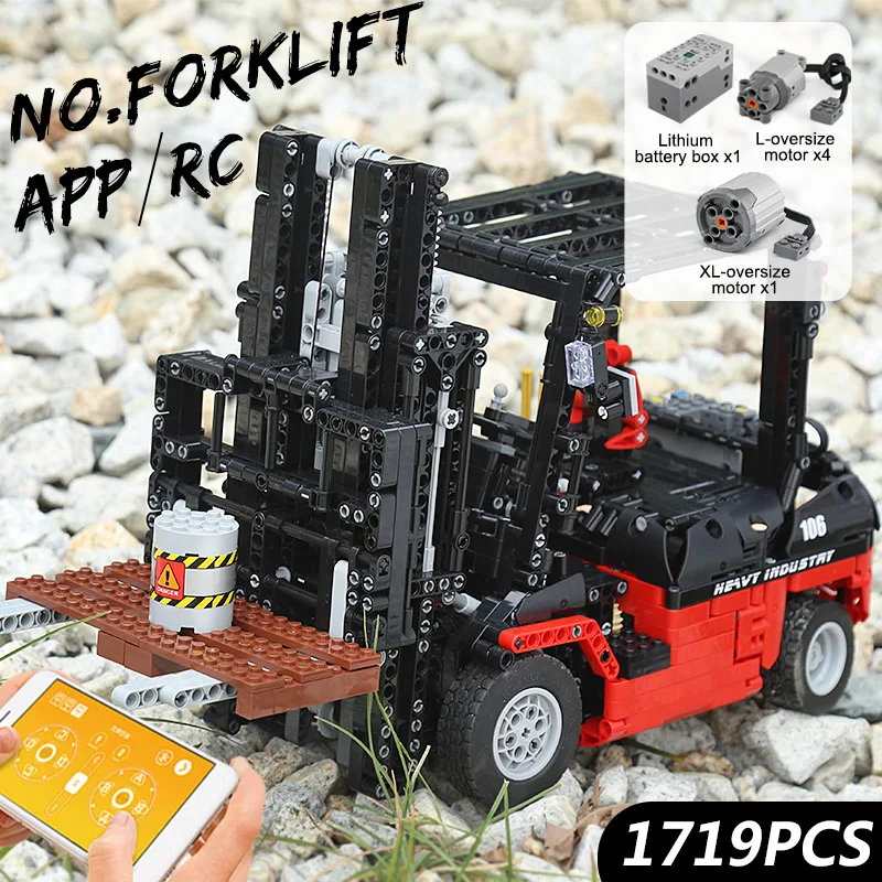 

Mould King Electric Series MOC City Engineering Vehicles RC Forklift Mk II Truck Model Building Blocks Bricks Kids Toys Gifts