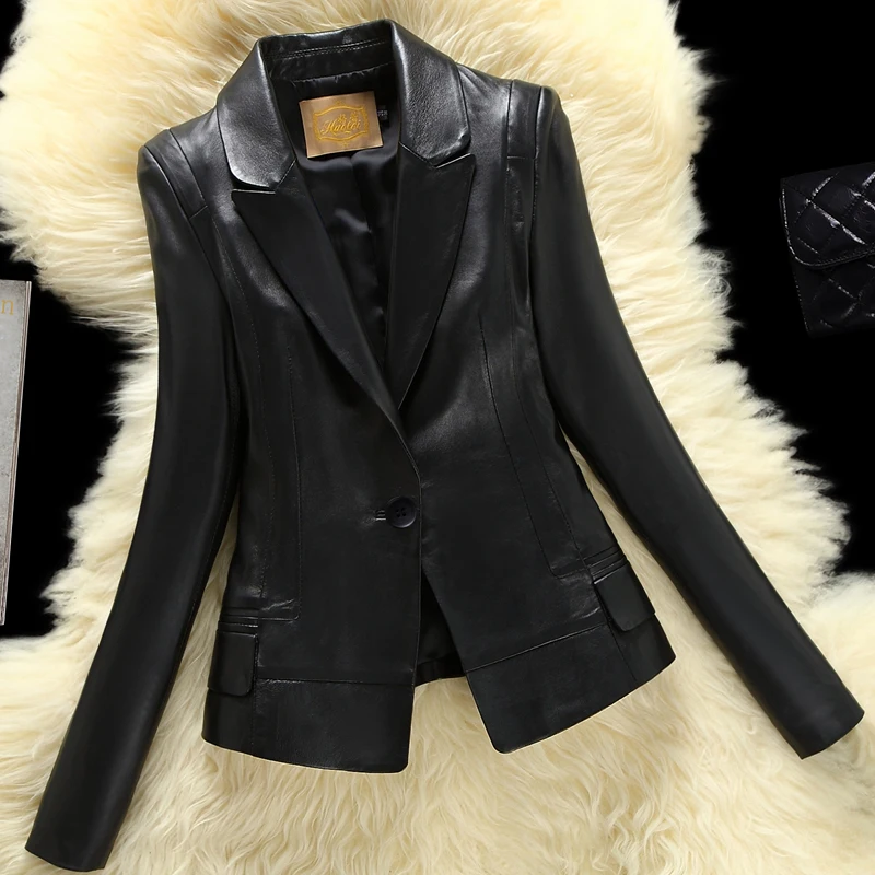 

Women's Sheepskin Coat Korean Genuine Leather Jacket Women Short Black Suit Spring Autumn Clothes 2021 Mujer Chaqueta Pph3204