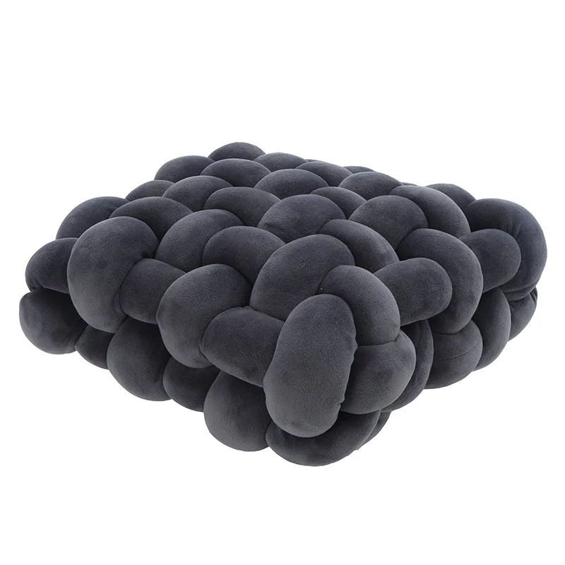 

Living room soft plush knot cushion sofa pillow solid color square hand-woven cushion pillow