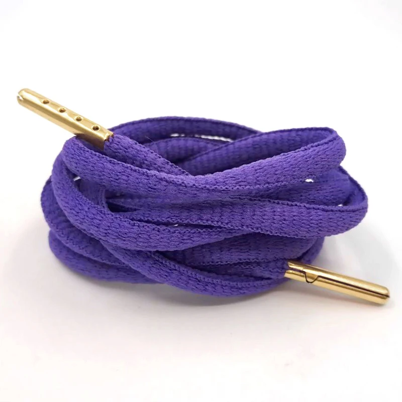 08 purple Gold Аксессуары для обуви, шнурки для обуви, белые, круглые, мужские, плоские, замочки, Круглые, Сникеры, кружева, офсетные, кордон, 4 цвета, металлическая головка - Цвет: 08 purple Gold