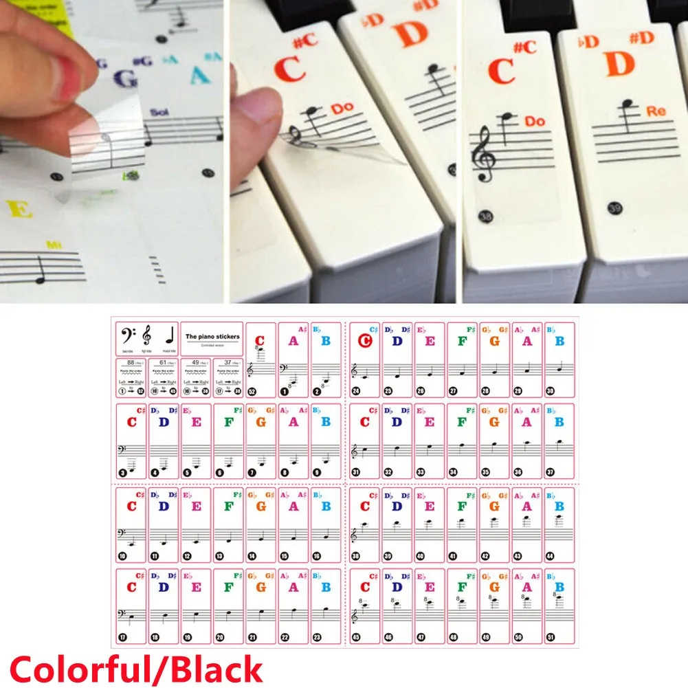 

Piano Keyboard Stickers For 37/49/54/61/88 KEY Music Keyboard Transparent Keynotes Labels Electronic Keyboard Accessories