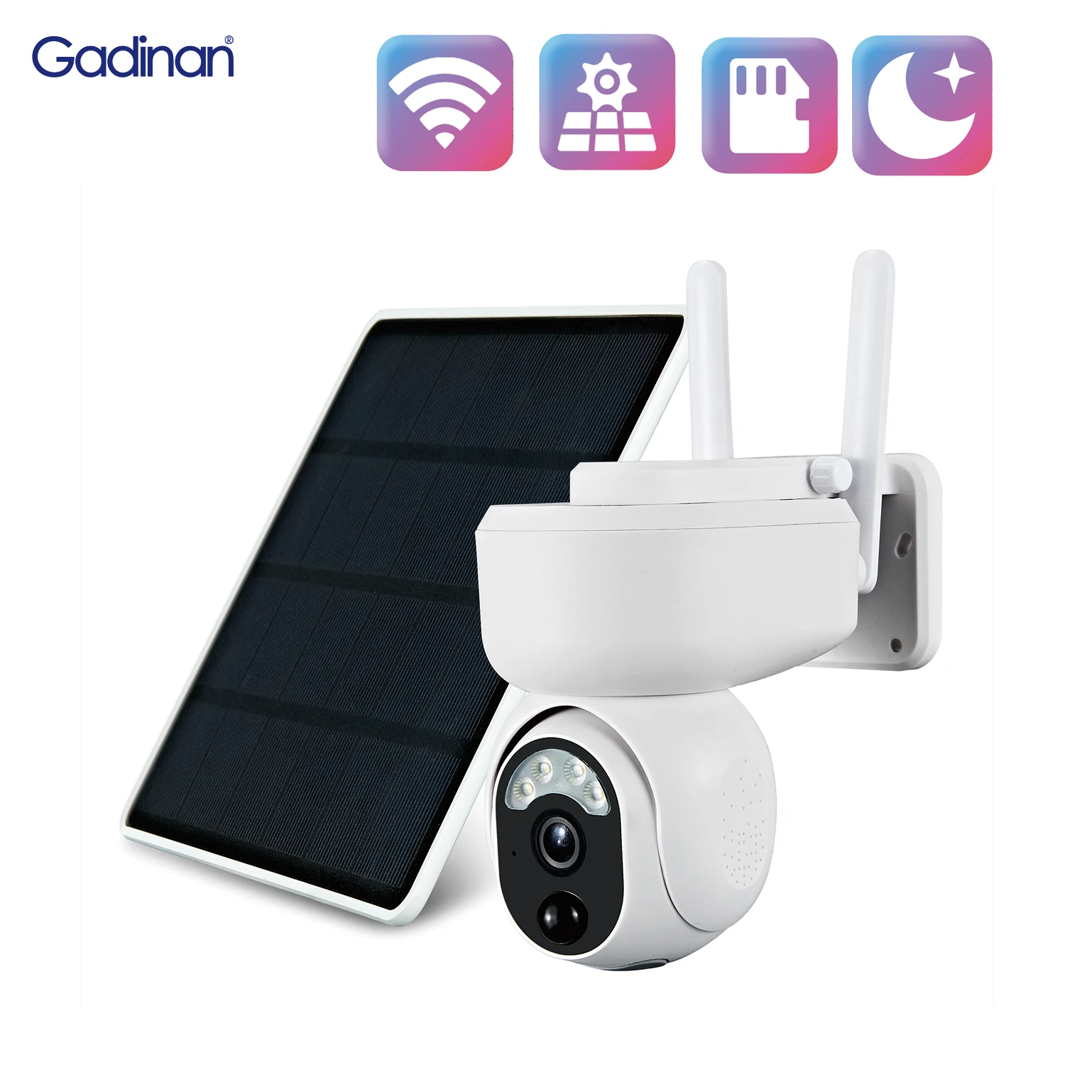 

NEW 2.4G/WiFi Solar Panel IP Camera 4 Array Leds Night Visioin 4X Digital Zoom H.265 CCTV Surveillance Security Camera With