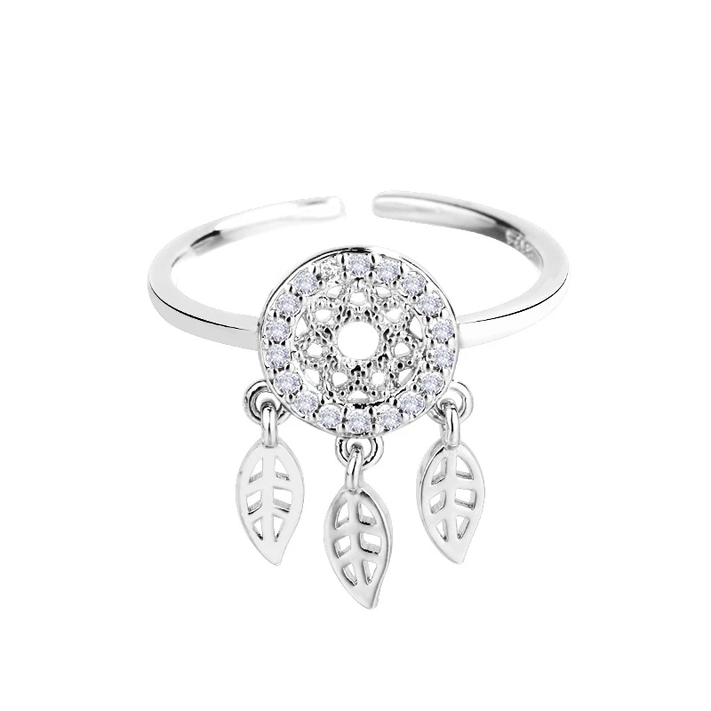 

Fashion Dreamcatcher Adjuestable Size Luxury Ring Silver Coating Charm Party Wedding Bands Luxurious Jewelry for Women Gift