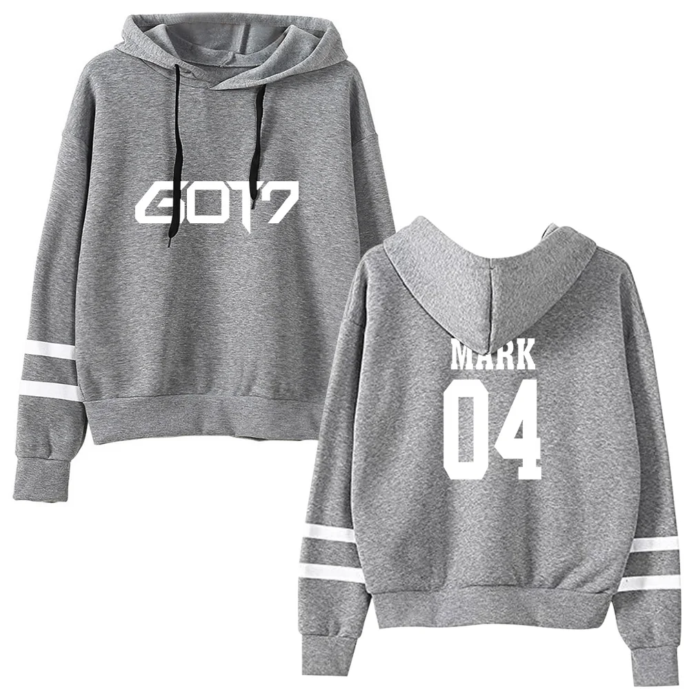 

Толстовка с капюшоном и принтом Kpop GOT7 для мужчин и женщин, свитшоты с длинным рукавом и капюшоном, уличная одежда в стиле Харадзюку, Прямая п...