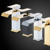 fashion gold brass bathroom waterfall faucet vanity vessel sinks mixer tap cold and hot water tap chrome single lever free ship