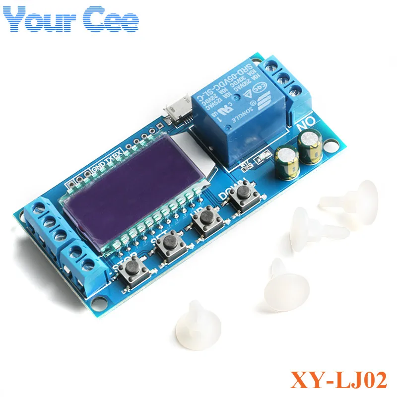 

XY-LJ02 Timer Switch Trigger Cycle Module Delay Relay LCD Display Time Micro USB Digital 6-30V Control Board