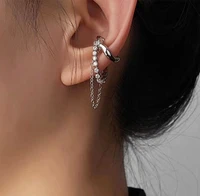 new crystal beads tassel chain non piercing ear clip for women luxury elegant without pierced ear jewelry gift