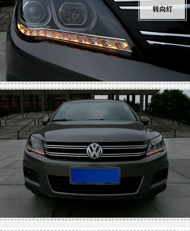 Автомобильный Стайлинг для VW 2010-2013 Tiguan фары новые Tiguan светодиодный фары DRL линзы двойной луч H7 HID ксеноновые автомобильные аксессуары