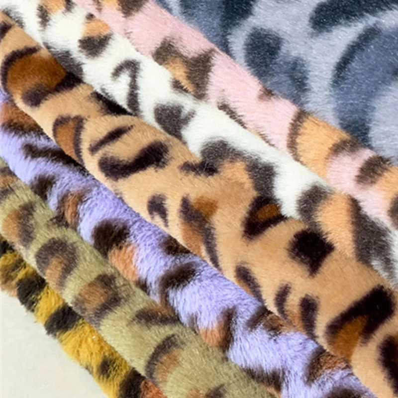 

Плюшевая леопардовая ткань из искусственного кроличьего меха, 100% полиэстер, 10 мм