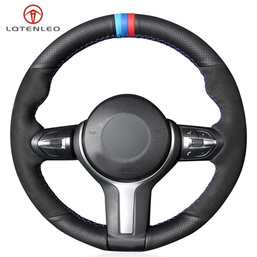 Черная замшевая Оплетка на руль LQTENLEO из натуральной кожи для BMW 1 серии F20 F21 M135i M140i