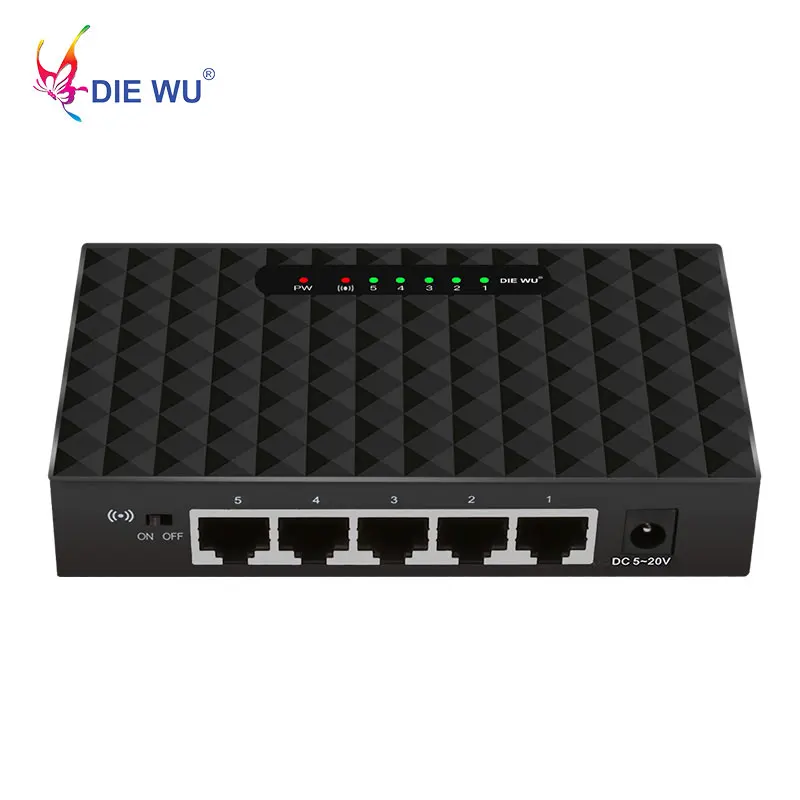 DIEWU 5-портовый коммутатор fast ethernet 10/100 Мбит/с RJ45 Ethernet Lan адаптер 5-20 в вход с