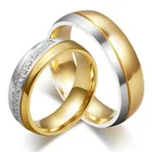 Обручальное кольцо для женщинмужчин, золотого цвета, обручальное, для влюбленных из нержавеющей стали, ювелирное украшение, Подарок на годовщину, размер США, R00102