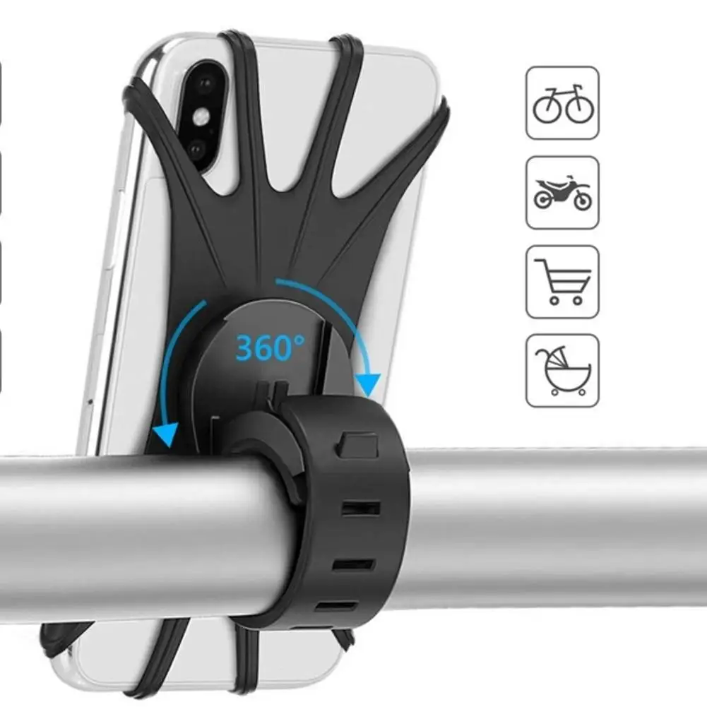 

Universal Silicone Bike Phone Holder Motorcycle Bicycle Stroller Phone Holder Handlebar Stand Bicycle Anti-shock Phone Holder