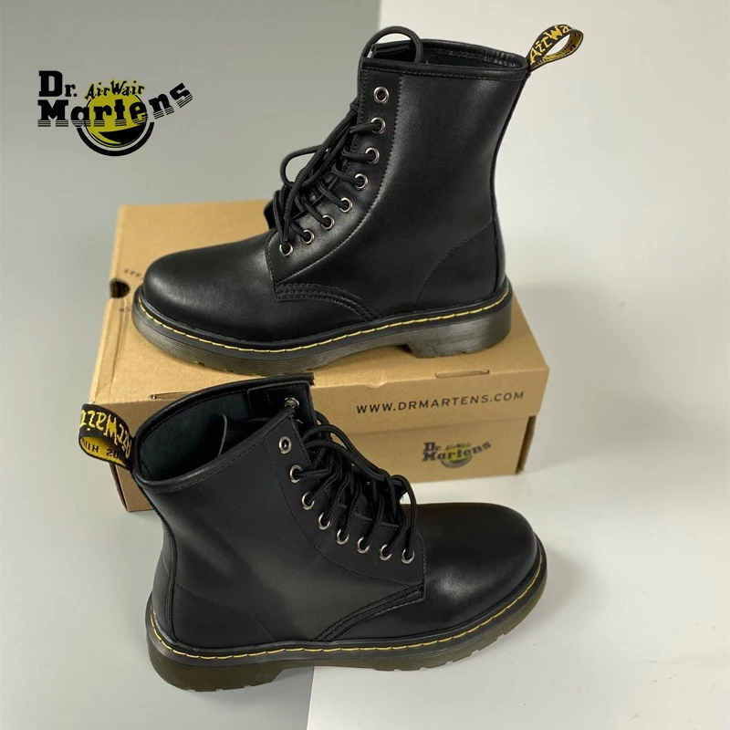 Мужские и женские классические ботинки Dr.Martens 1460 неустойчивые черные кожаные