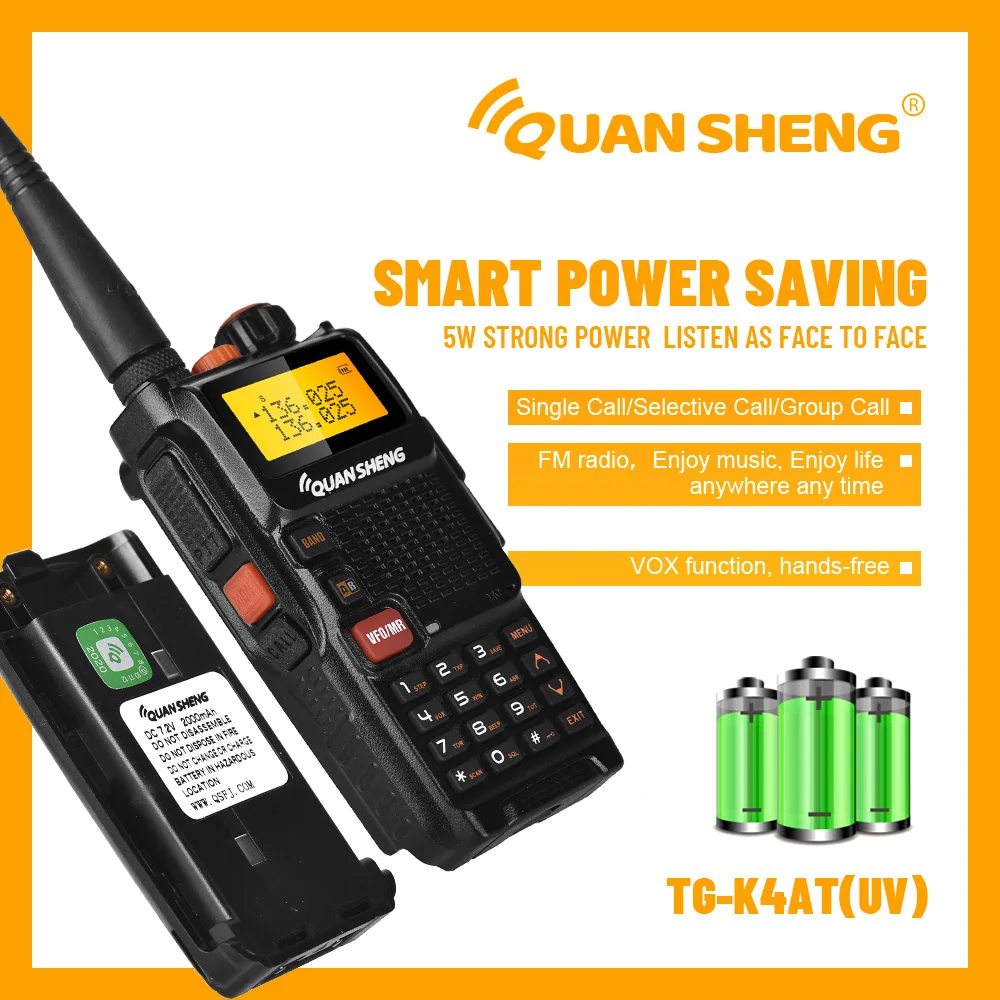 Рация Talkie Двухдиапазонная UHF VHF Ham Radio HF Transceiver радиостанция связи радио Quansheng TG K4ATUV